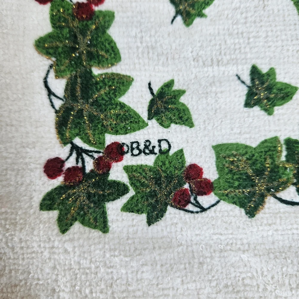 Vintage Royal Terry Dish Kitchen Towel White Poinsette Christmas Red Cotton